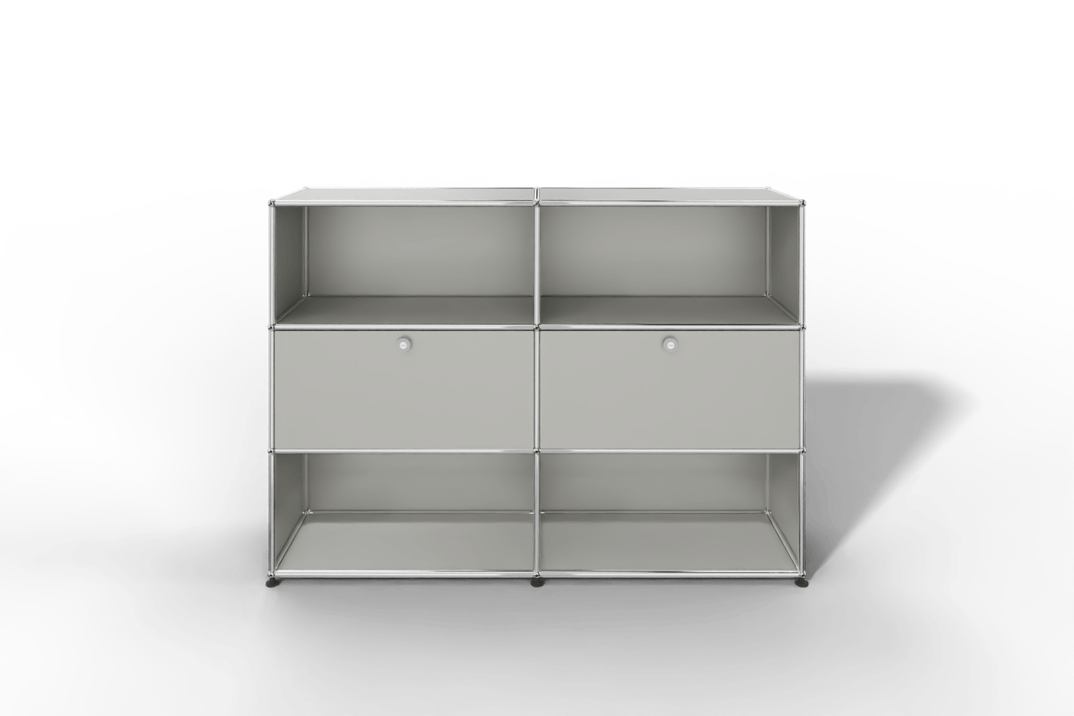 USM Haller Highboard mit 2 Klapptüren und 4 offenen Fächern in 14 Farben. Produktbild