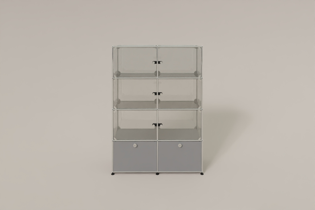 USM Haller Glasvitrine mit 6 Glastüren und 2 Klapptüren Produktbild