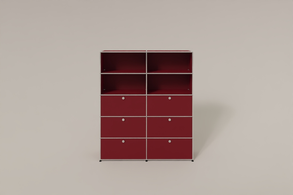 USM Haller Schrank/Regal mit 6 Klapptüren und offenen Fächern. Produktbild