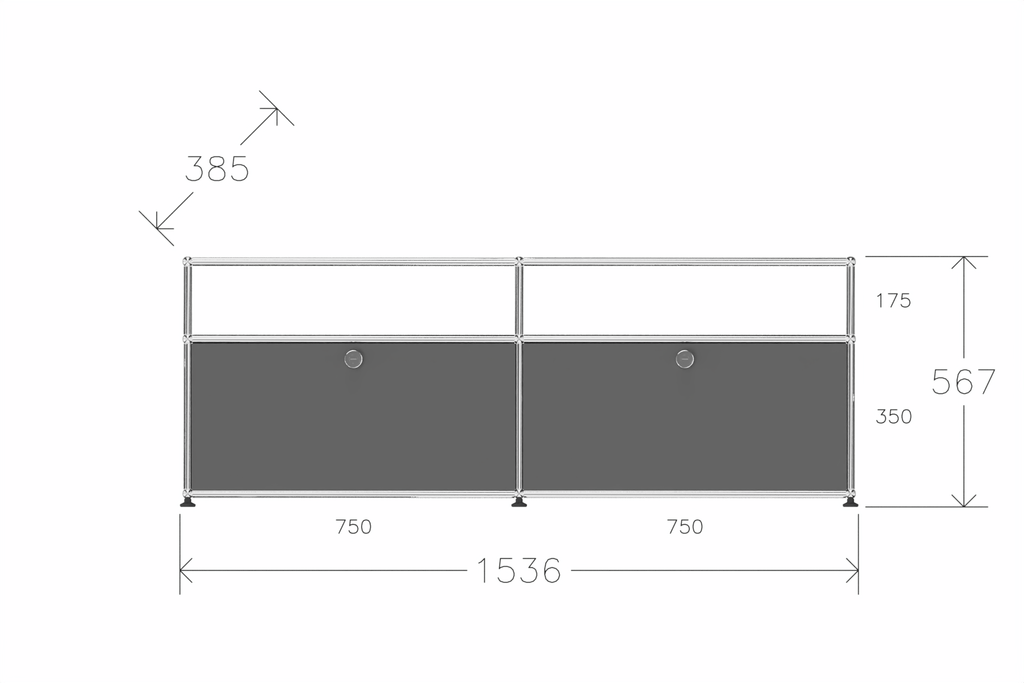 USM Haller Lowboard, mit 2 Klapptüren, von Paul Schärer & Fritz Haller Produktbild