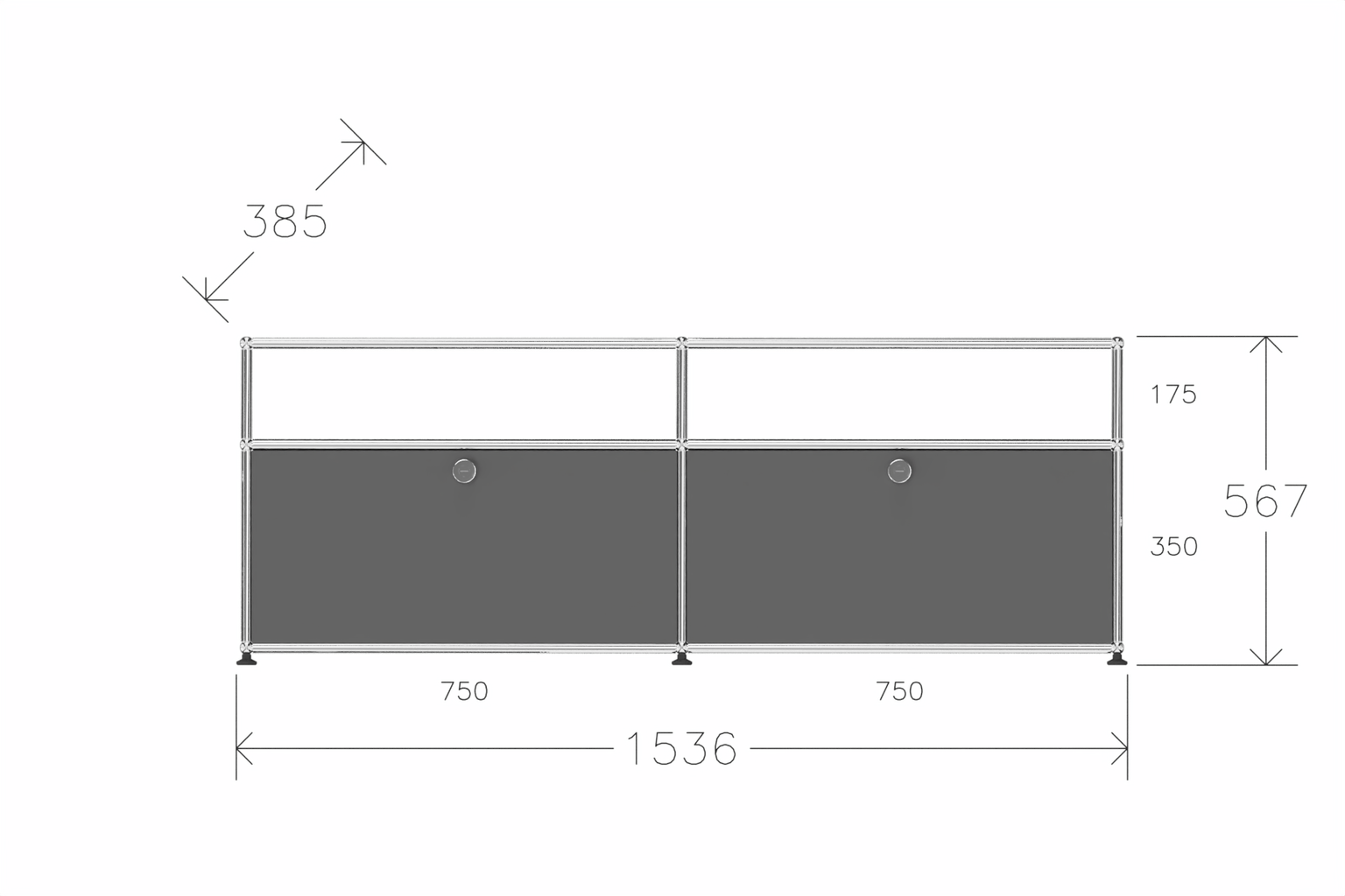 USM Haller Lowboard, mit 2 Klapptüren, von Paul Schärer & Fritz Haller Produktbild