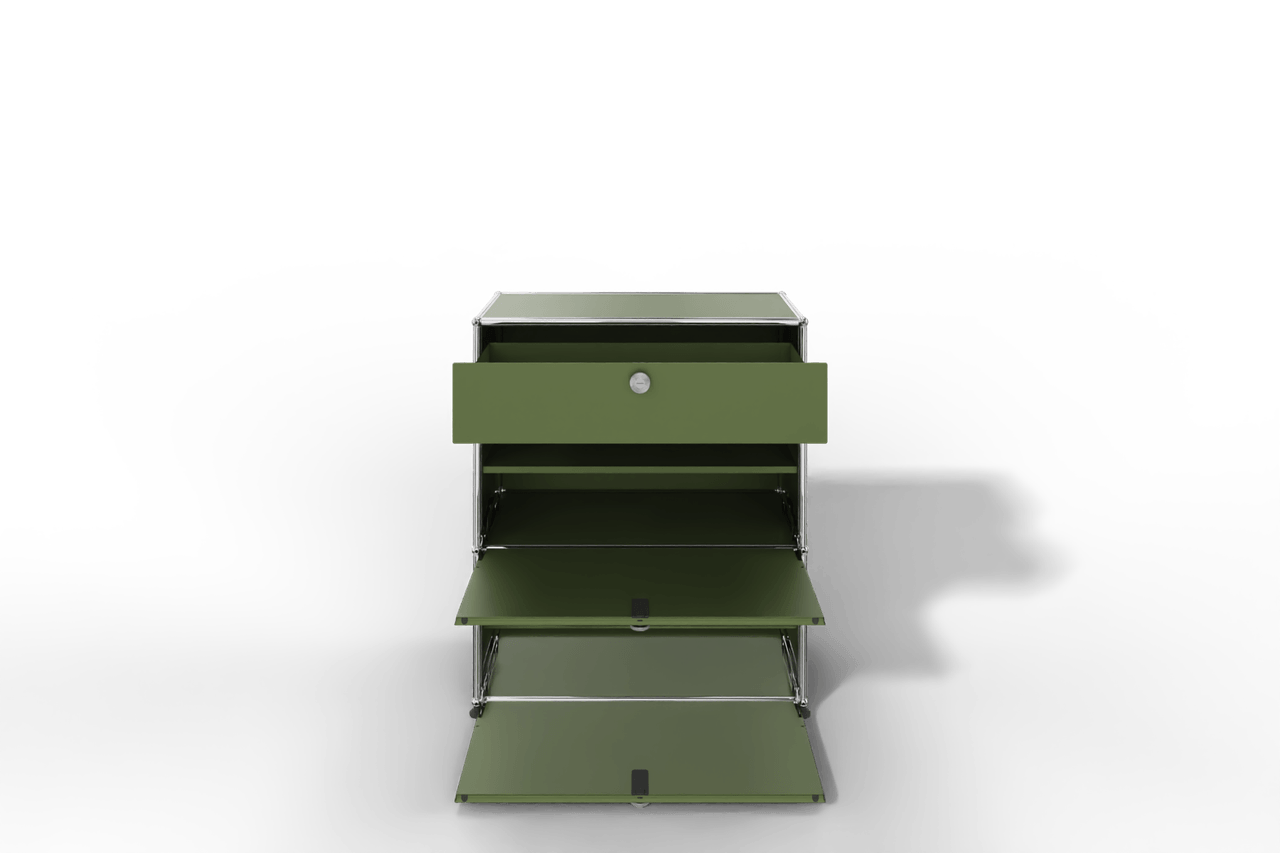 USM Haller Highboard mit zwei Klapptüren, je einem Zwischenboden und einer Schublade Produktbild