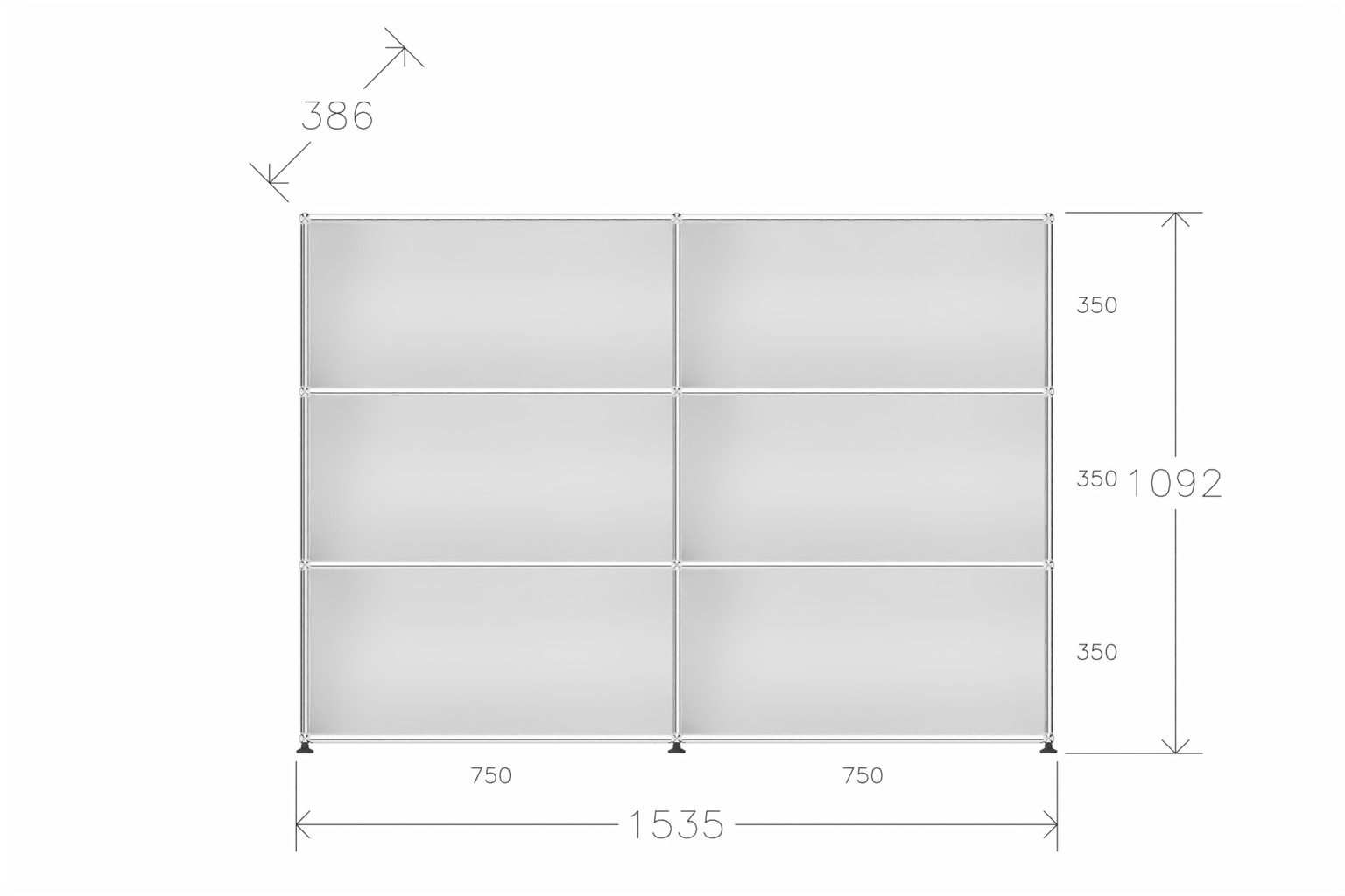 USM Haller Highboard mit 6 offenen Fächern in 14 Farben Produktbild