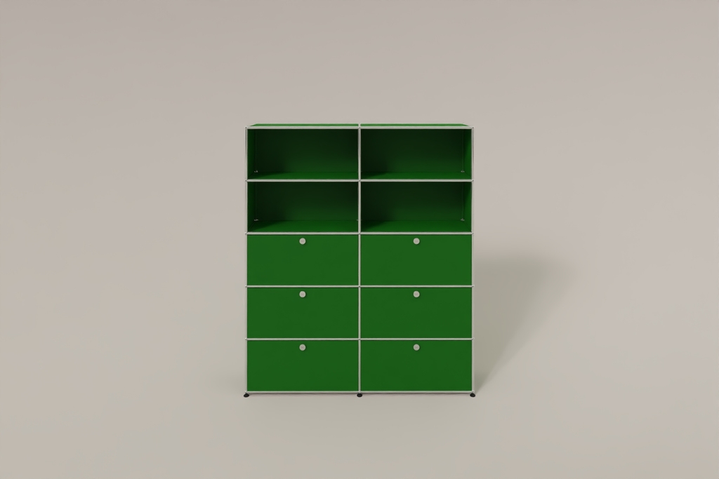 USM Haller Schrank/Regal mit 6 Klapptüren und offenen Fächern. Produktbild