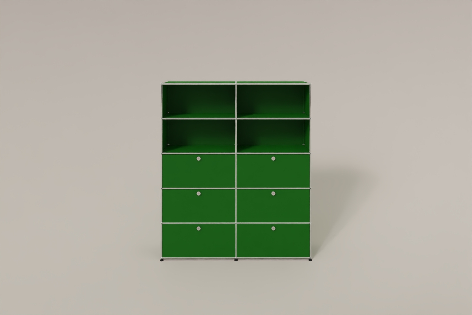 USM Haller Schrank/Regal mit 6 Klapptüren und offenen Fächern. Produktbild