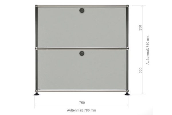 Das beliebte USM Haller Sideboard. 2 Fächer mit Klapptüren übereinander. Produktbild