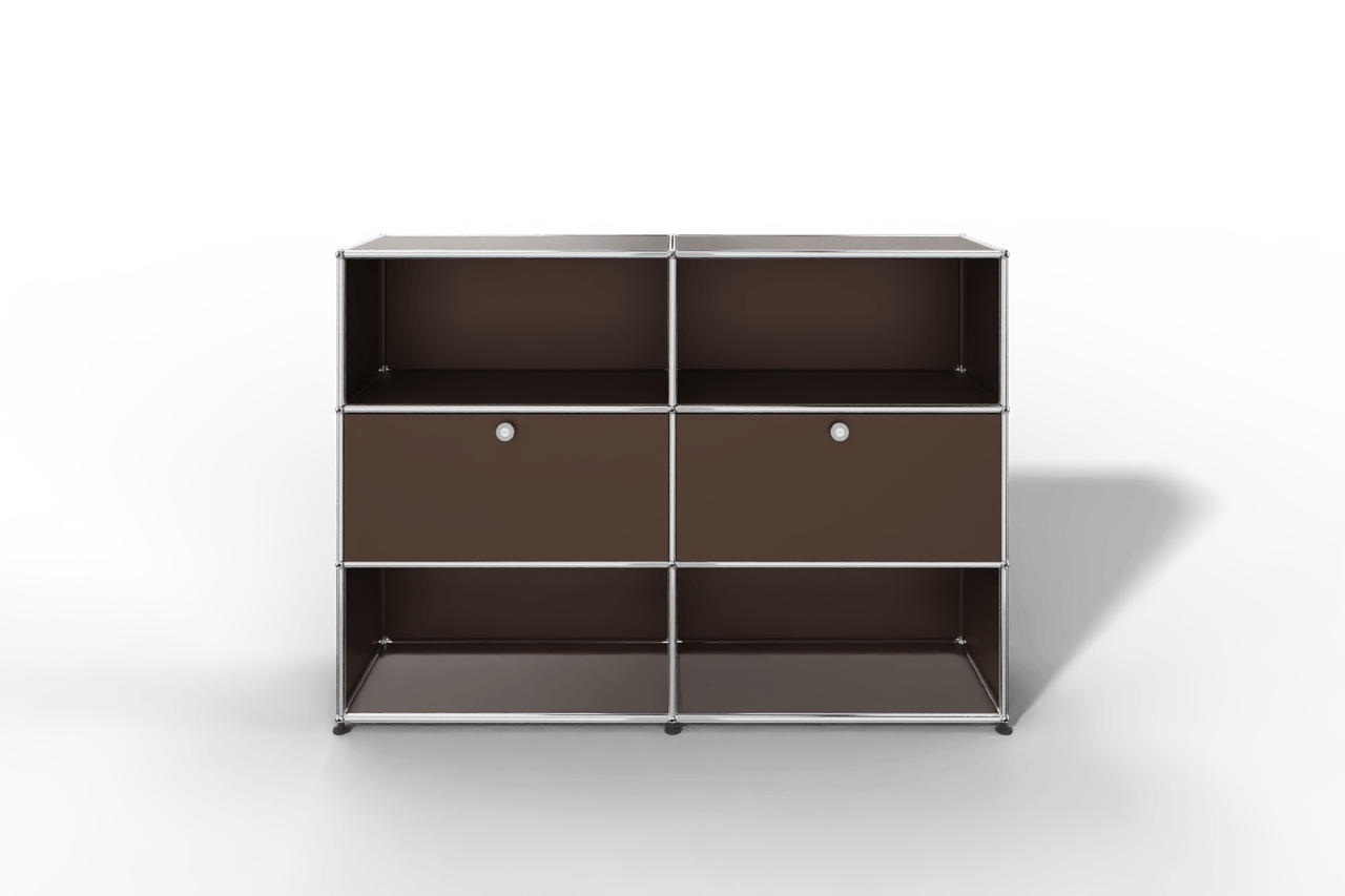 USM Haller Highboard mit 2 Klapptüren und 4 offenen Fächern in 14 Farben. Produktbild