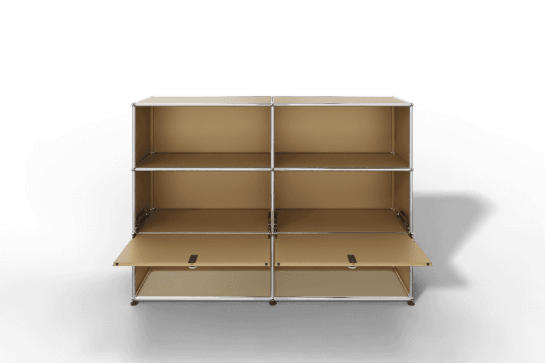 USM Haller Highboard mit 2 Klapptüren und 4 offenen Fächern in 14 Farben. Produktbild
