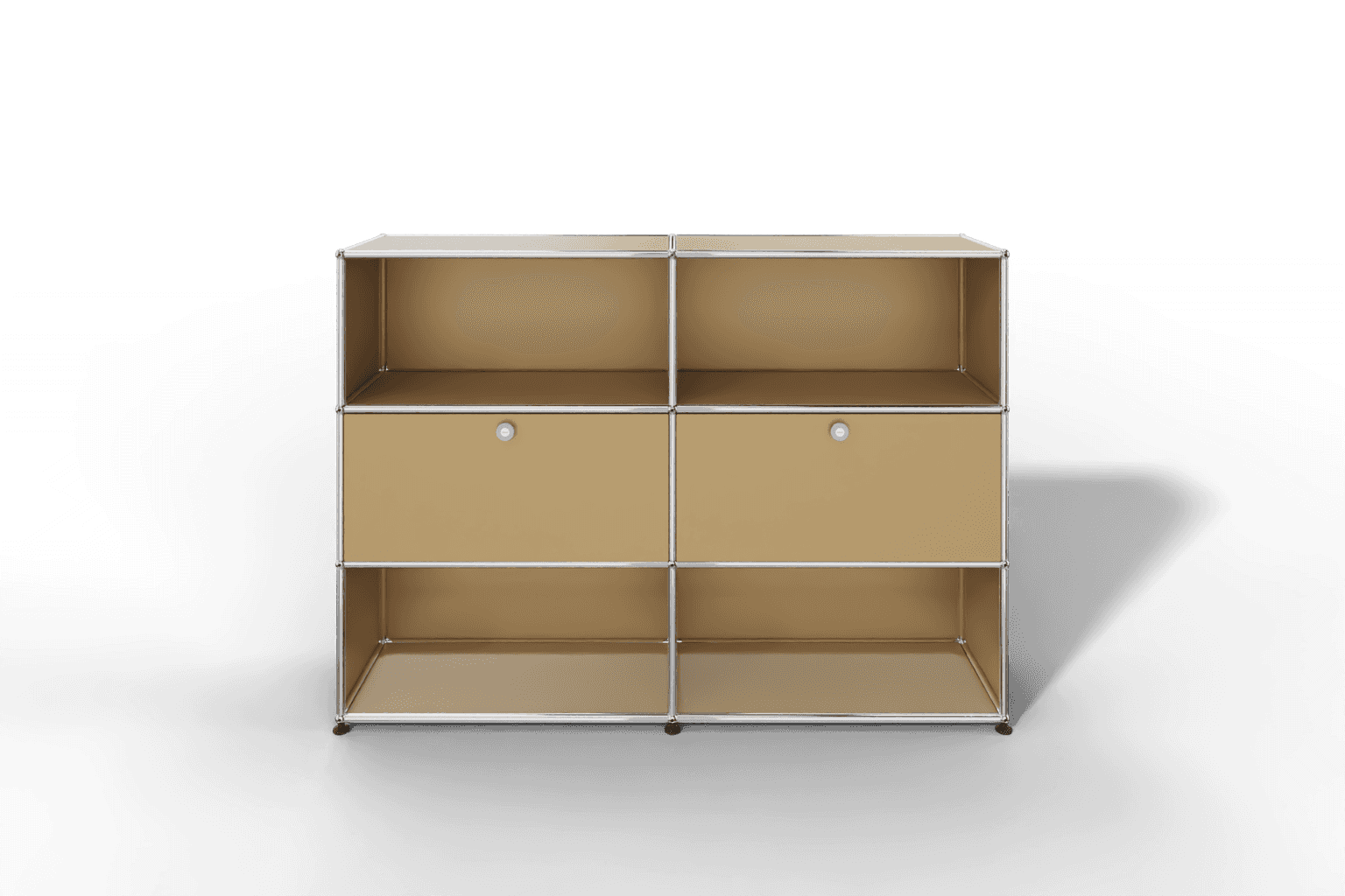 USM Haller Highboard mit 2 Klapptüren und 4 offenen Fächern in 14 Farben. Produktbild