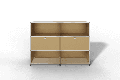 USM Haller Highboard mit 2 Klapptüren und 4 offenen Fächern in 14 Farben. Produktbild