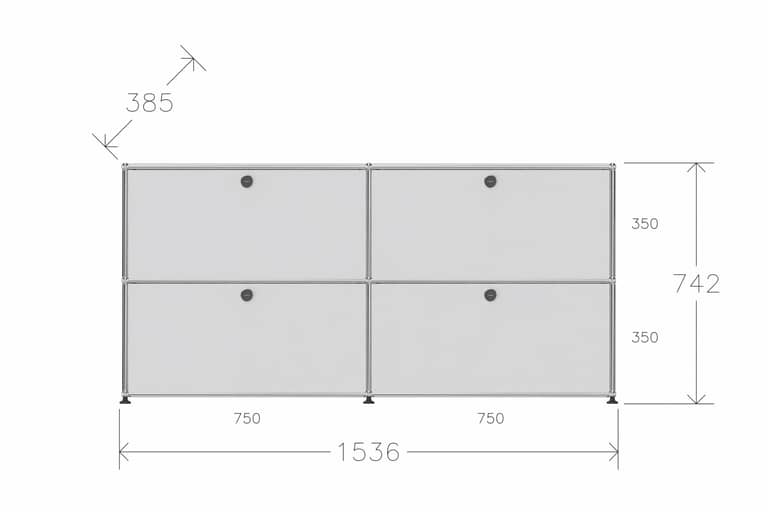 Original USM Haller Sideboard mit 4 Klapptüren in 24-reinweiss Produktbild