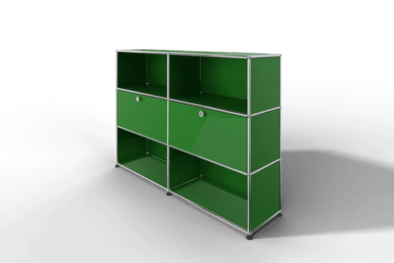 USM Haller Highboard mit 2 Klapptüren und 4 offenen Fächern in 14 Farben. Produktbild
