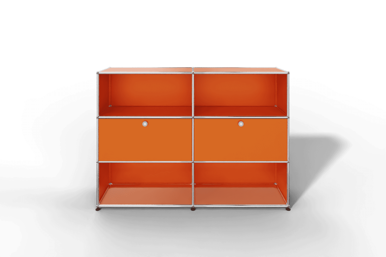 USM Haller Highboard mit 2 Klapptüren und 4 offenen Fächern in 14 Farben. Produktbild