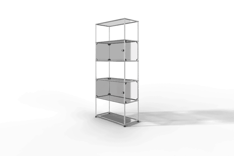 USM Haller Glasvitrine mit 2 Glastüren und 3 offenen Fächern Produktbild