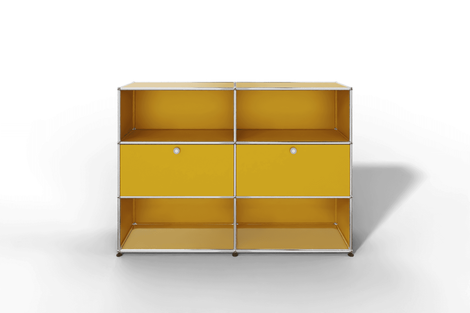 USM Haller Highboard mit 2 Klapptüren und 4 offenen Fächern in 14 Farben. Produktbild