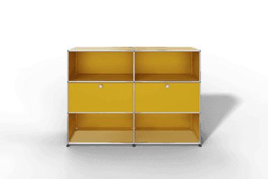 USM Haller Highboard mit 2 Klapptüren und 4 offenen Fächern in 14 Farben. Produktbild