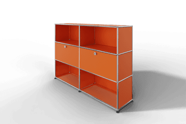 USM Haller Highboard mit 2 Klapptüren und 4 offenen Fächern in 14 Farben. Produktbild
