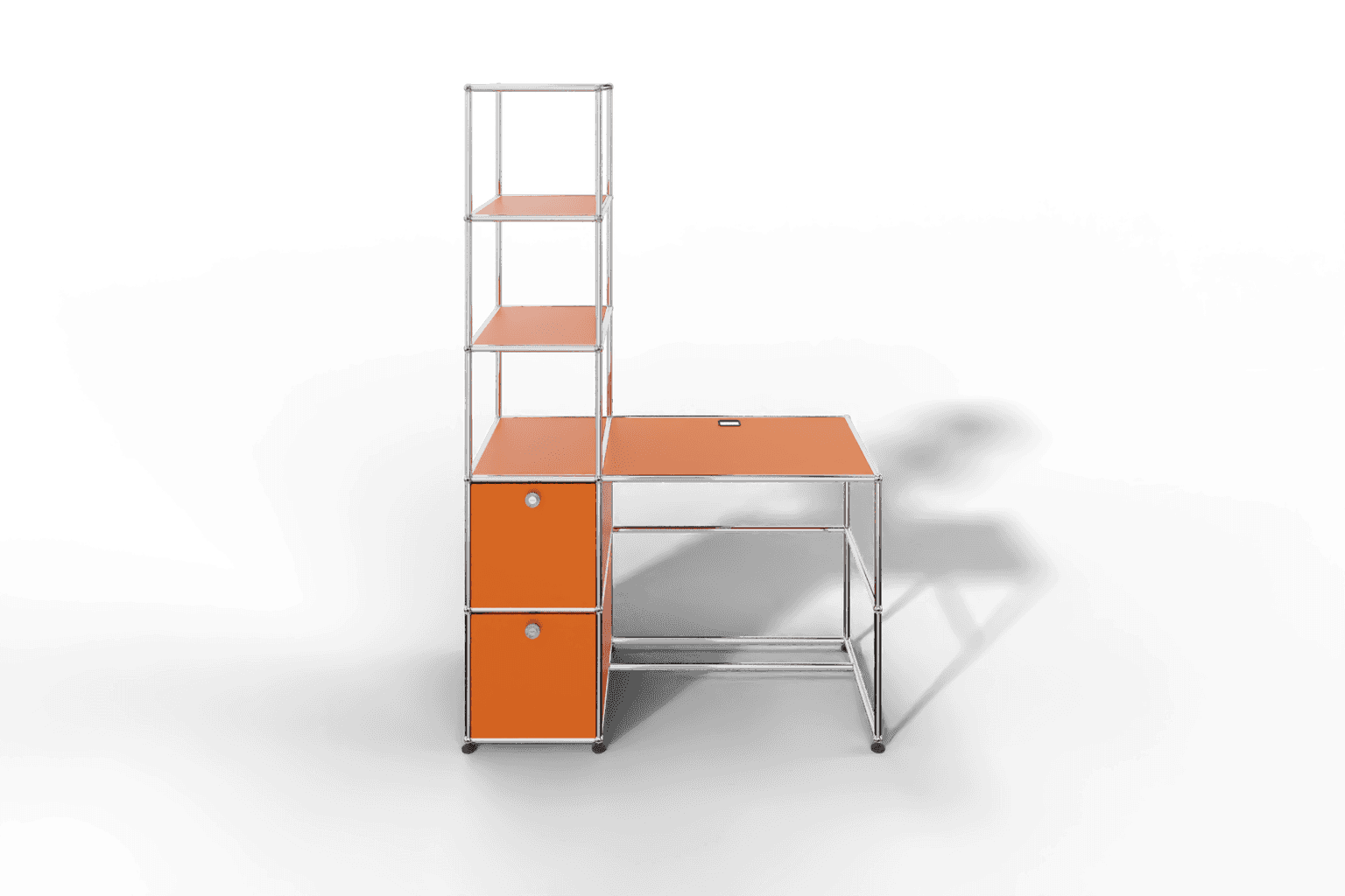 Arbeitsplatz mit zwei Klapptüren und Regal Produktbild