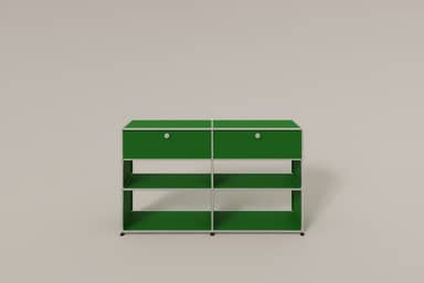 USM Haller Highboard mit 4 offenen Fächern und 2 niedrigen Klapptüren Produktbild