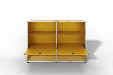 USM Haller Highboard mit 2 Klapptüren und 4 offenen Fächern in 14 Farben. Produktbild