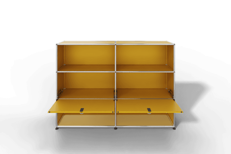 USM Haller Highboard mit 2 Klapptüren und 4 offenen Fächern in 14 Farben. Produktbild