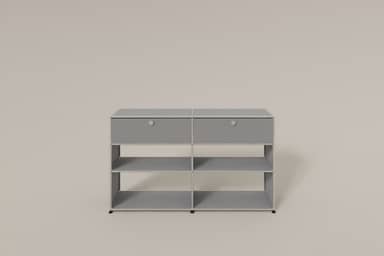 USM Haller Highboard mit 4 offenen Fächern und 2 niedrigen Klapptüren Produktbild