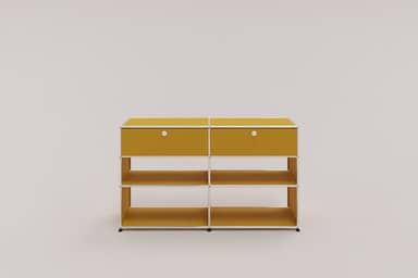 USM Haller Highboard mit 4 offenen Fächern und 2 niedrigen Klapptüren Produktbild