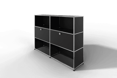 USM Haller Highboard mit 2 Klapptüren und 4 offenen Fächern in 14 Farben. Produktbild