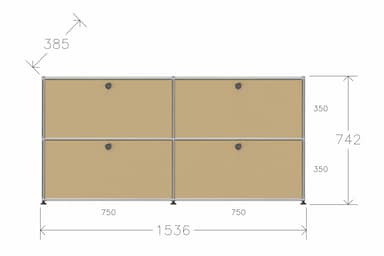 Original USM Haller Sideboard mit 4 Klapptüren in beige -Ausstellungsstück - Produktbild