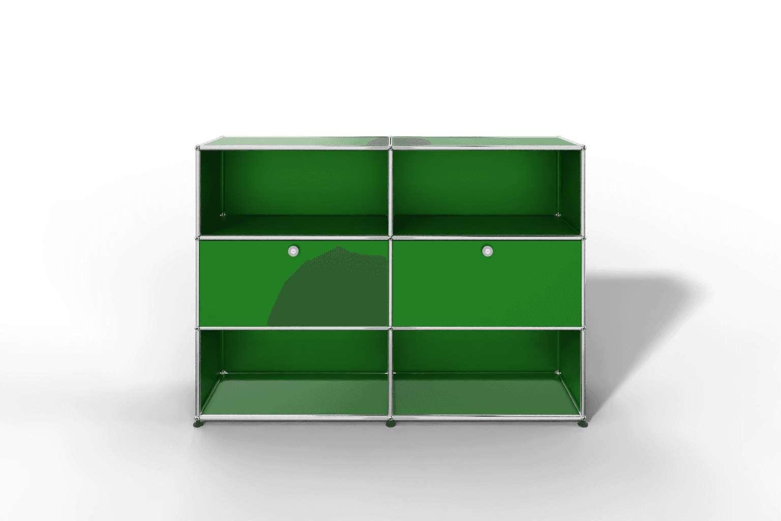 USM Haller Highboard mit 2 Klapptüren und 4 offenen Fächern in 14 Farben. Produktbild