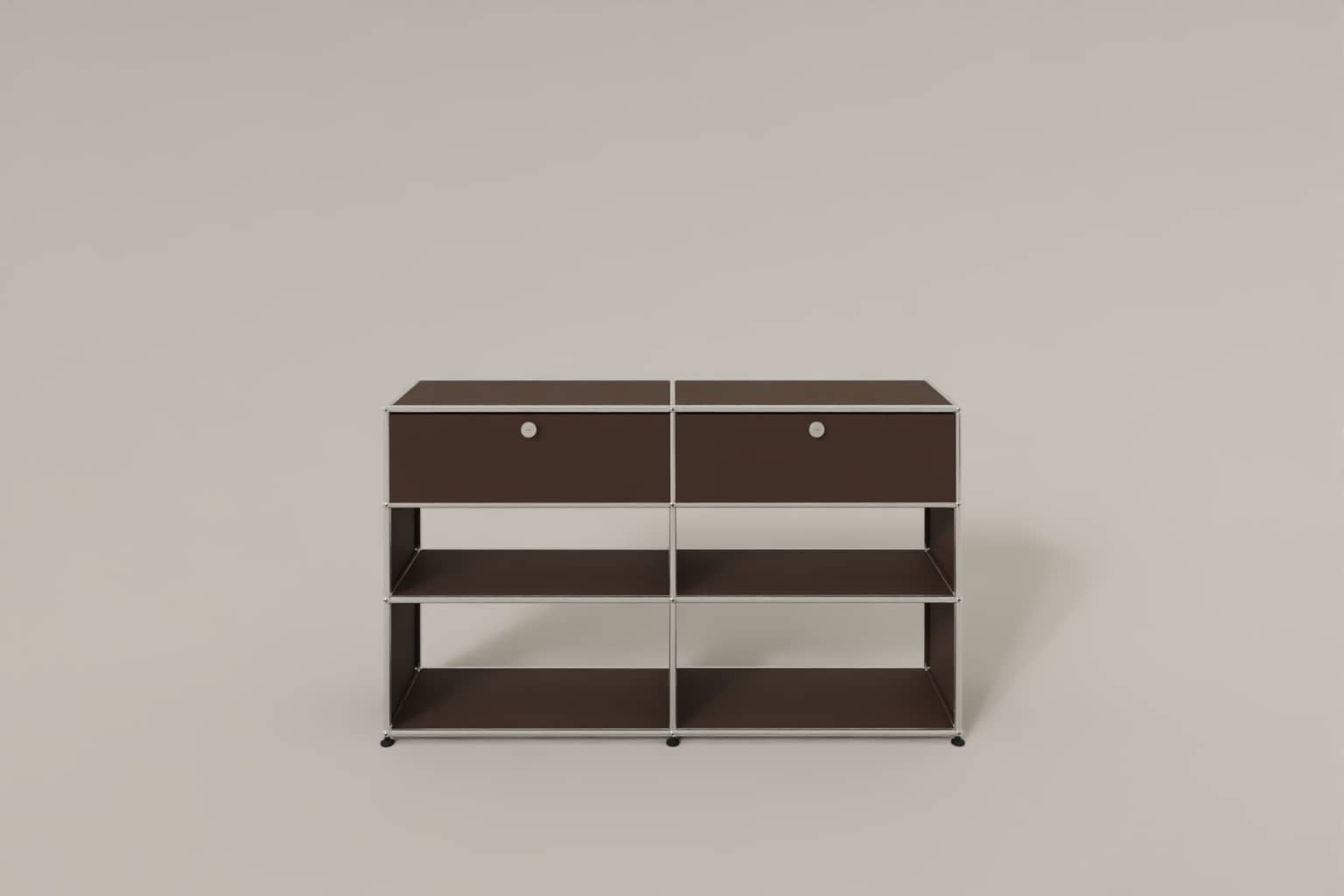 USM Haller Highboard mit 4 offenen Fächern und 2 niedrigen Klapptüren Produktbild