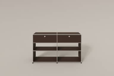 USM Haller Highboard mit 4 offenen Fächern und 2 niedrigen Klapptüren Produktbild