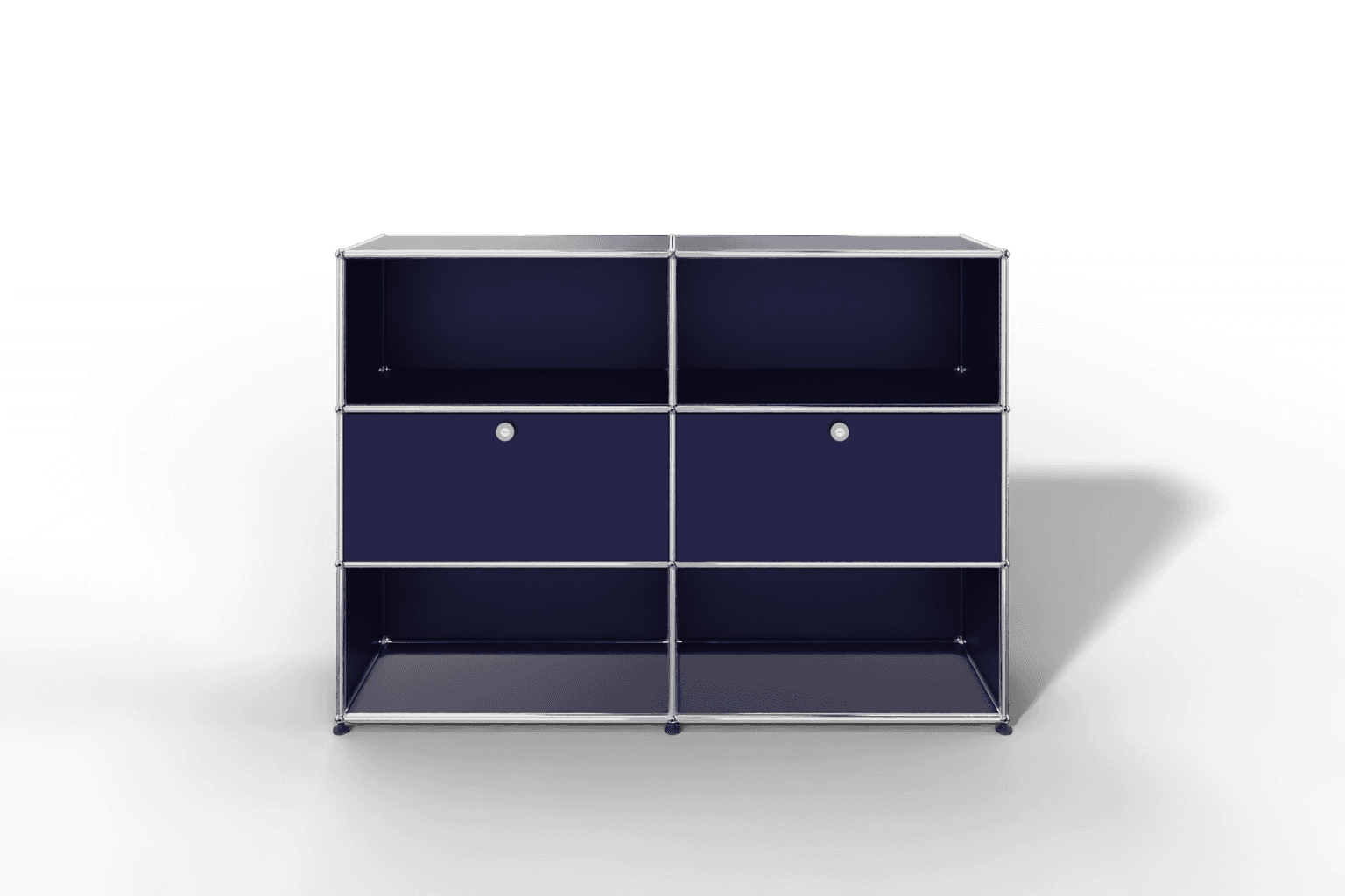 USM Haller Highboard mit 2 Klapptüren und 4 offenen Fächern in 14 Farben. Produktbild