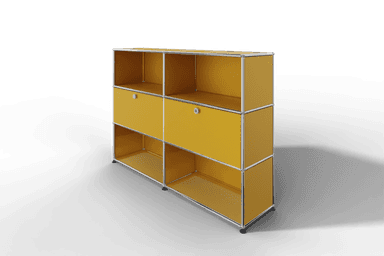 USM Haller Highboard mit 2 Klapptüren und 4 offenen Fächern in 14 Farben. Produktbild