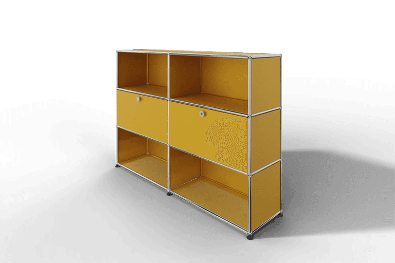 USM Haller Highboard mit 2 Klapptüren und 4 offenen Fächern in 14 Farben. Produktbild