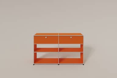 USM Haller Highboard mit 4 offenen Fächern und 2 niedrigen Klapptüren Produktbild