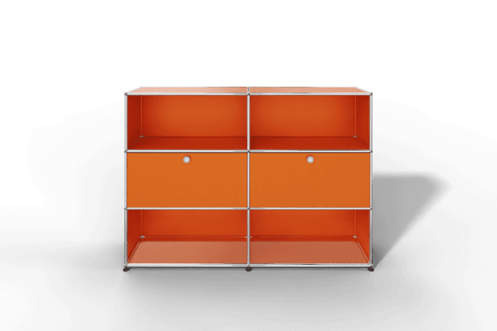 Highboard mit 2 Klapptüren und 4 offenen Fächern in 14 Farben
