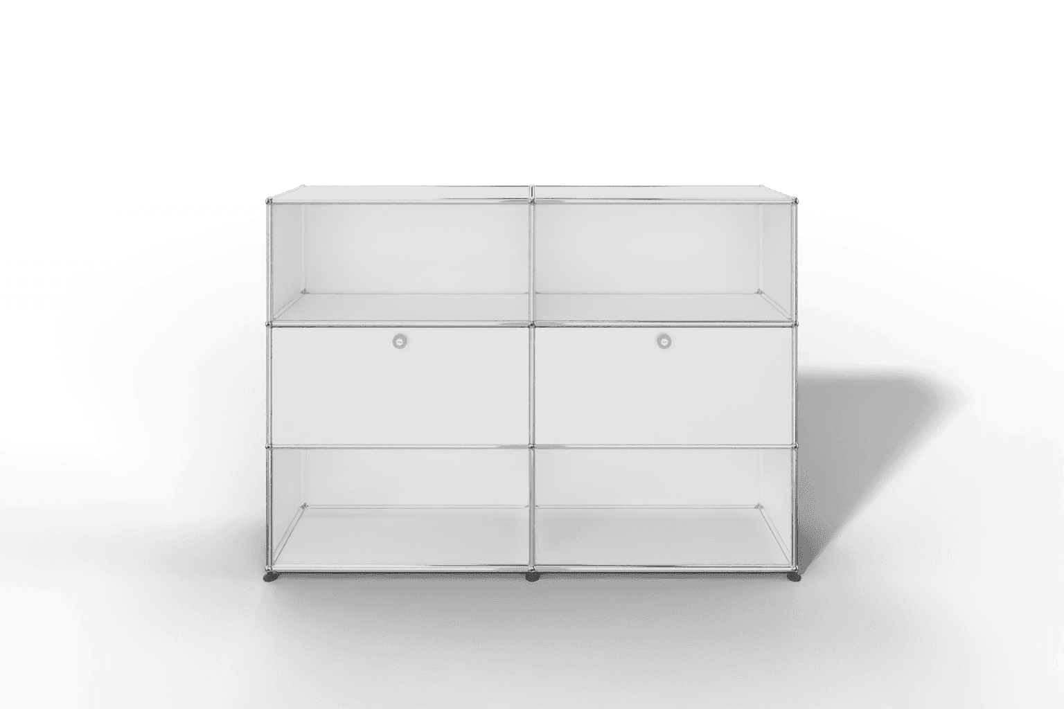 USM Haller Highboard mit 2 Klapptüren und 4 offenen Fächern in 14 Farben. Produktbild