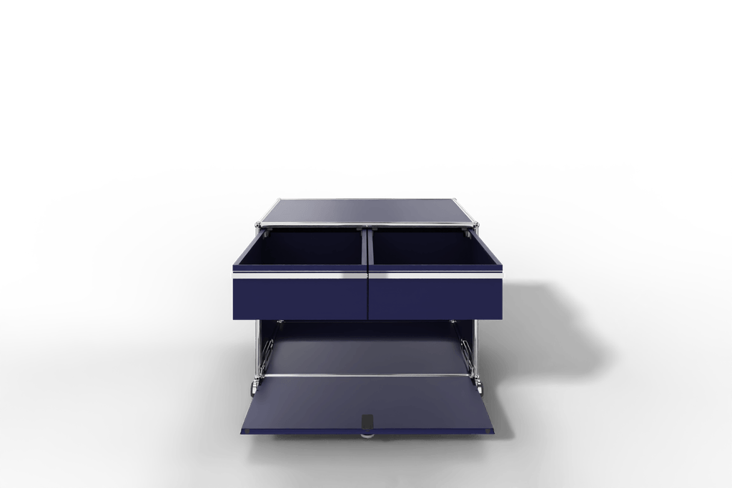 USM Haller Doppelrollcontainer mit zwei Schubladen und einer Klapptüre Produktbild