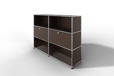 USM Haller Highboard mit 2 Klapptüren und 4 offenen Fächern in 14 Farben. Produktbild