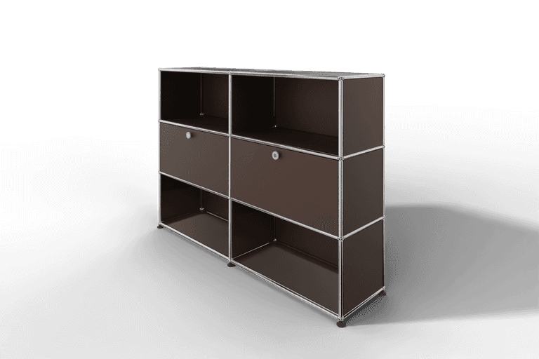 USM Haller Highboard mit 2 Klapptüren und 4 offenen Fächern in 14 Farben. Produktbild