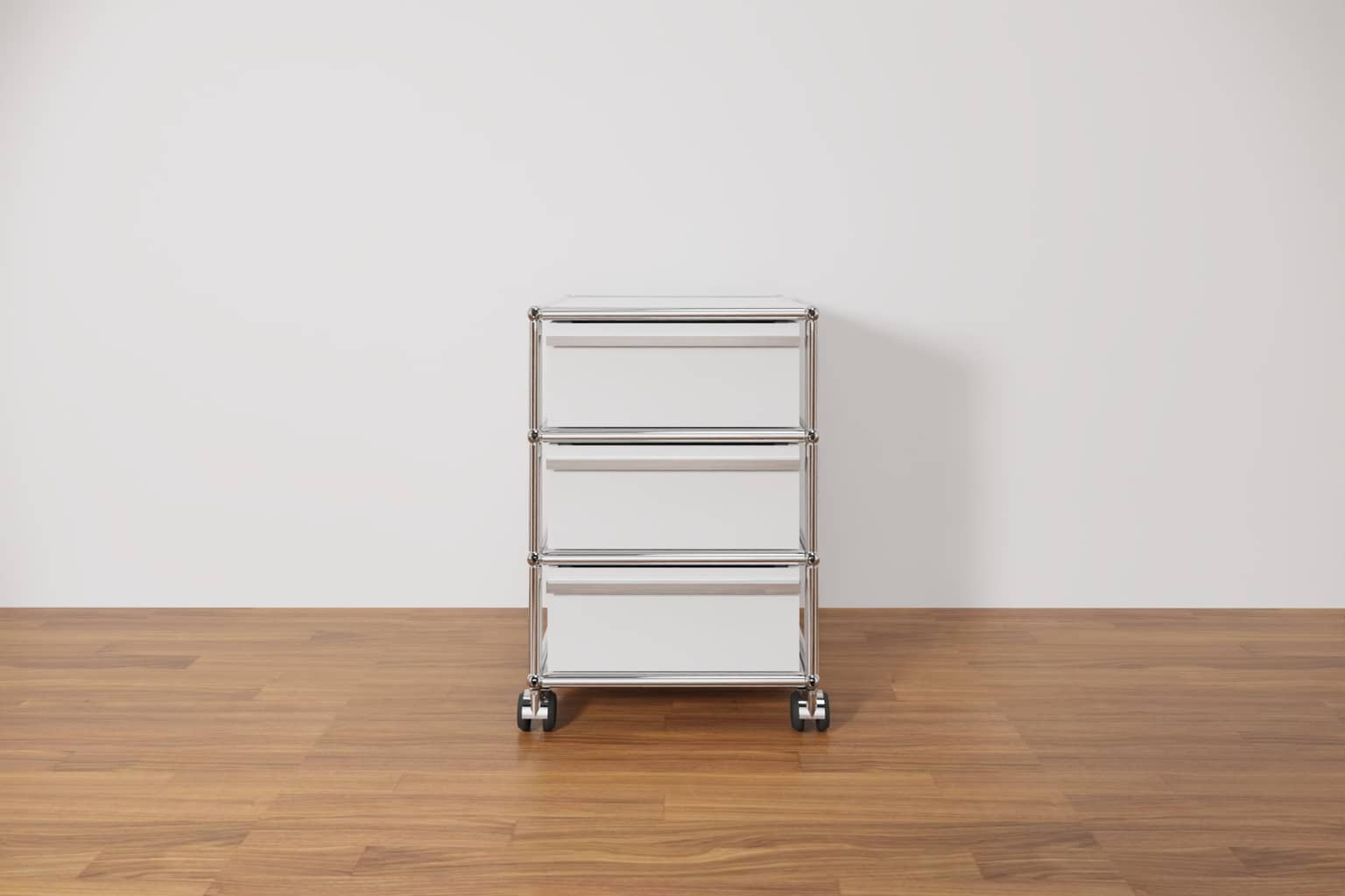 Original USM Haller Rollcontainer mit 3 Schubladen in Reinweiss Produktbild