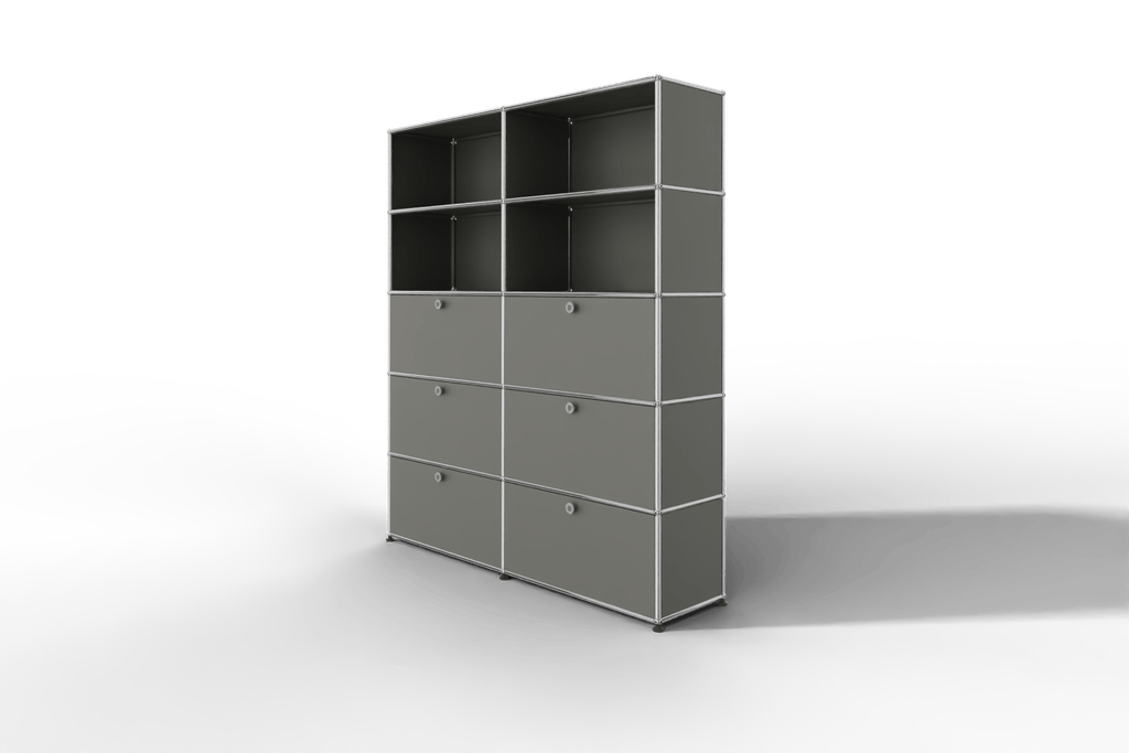 USM Haller Schrank/Regal mit 6 Klapptüren und offenen Fächern. Produktbild