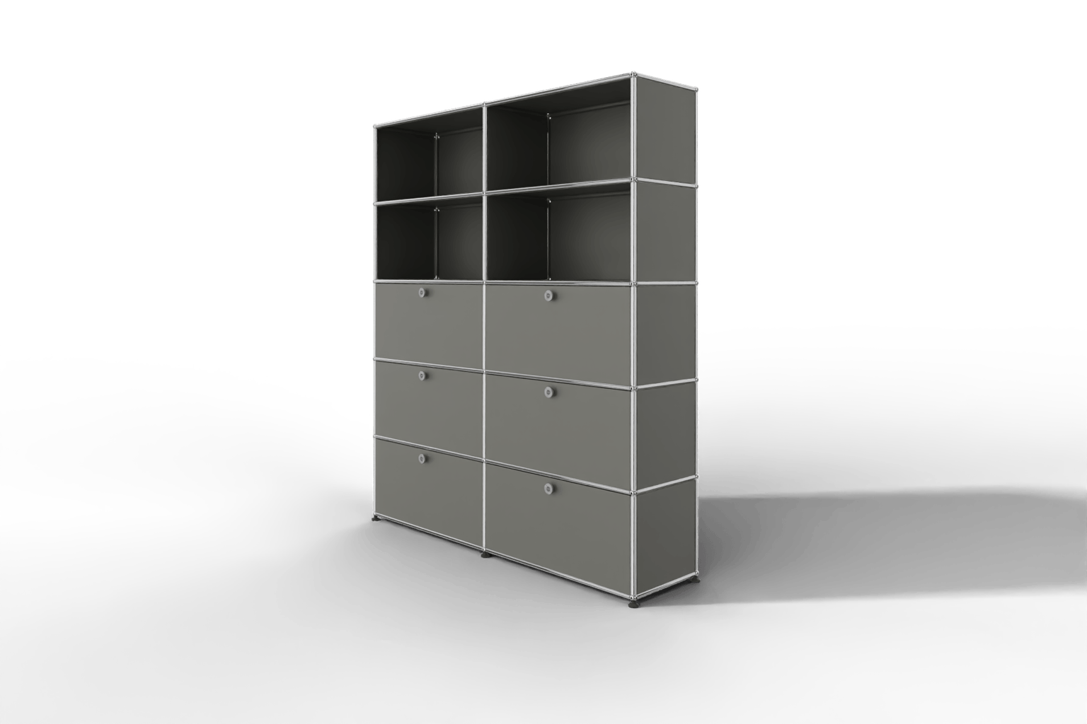 USM Haller Schrank/Regal mit 6 Klapptüren und offenen Fächern. Produktbild