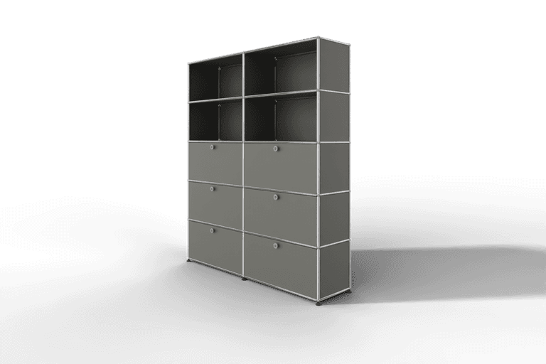 USM Haller Schrank/Regal mit 6 Klapptüren und offenen Fächern. Produktbild