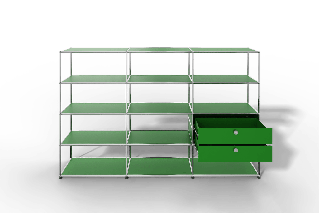 Regalwand, 11 offene Fächer, 2 Ausziehtüren Produktbild