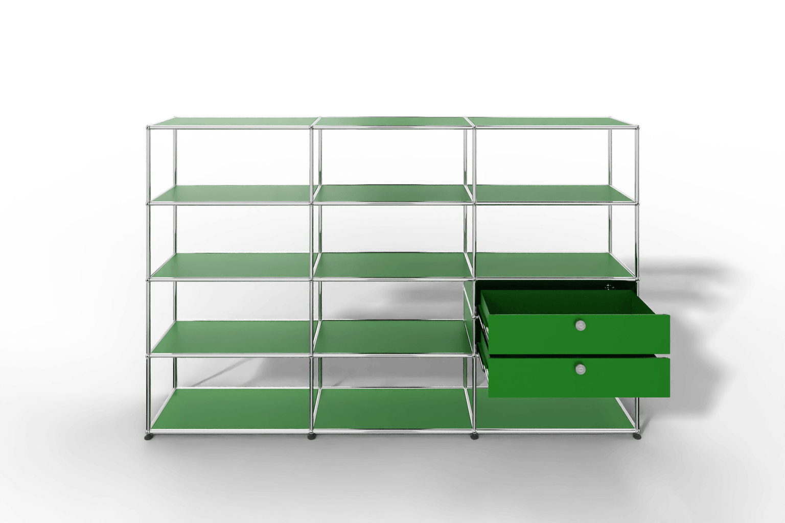 Regalwand, 11 offene Fächer, 2 Ausziehtüren Produktbild