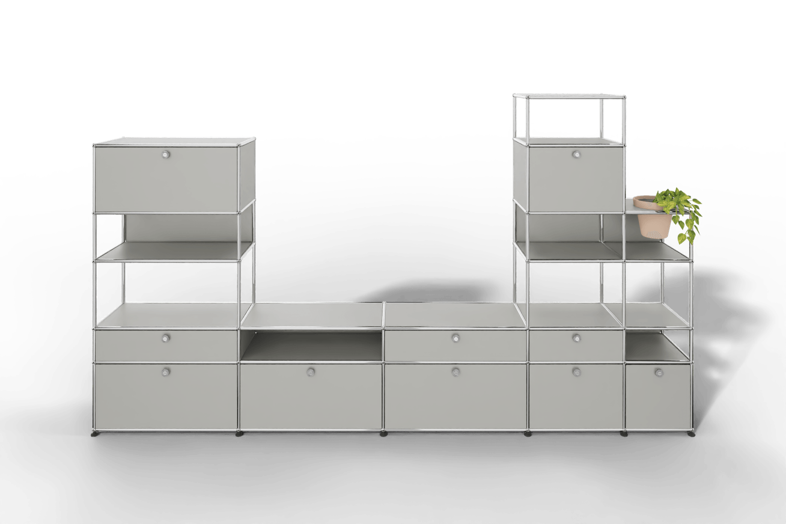 Regalwand mit Pflanzeneinsatz, offene und geschlossene Fächer kombiniert Produktbild