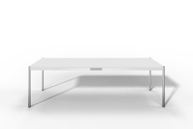 USM Haller Tisch, Tiefe 750 mm, MDF pulverbeschichtet reinweiss, Länge wählbar