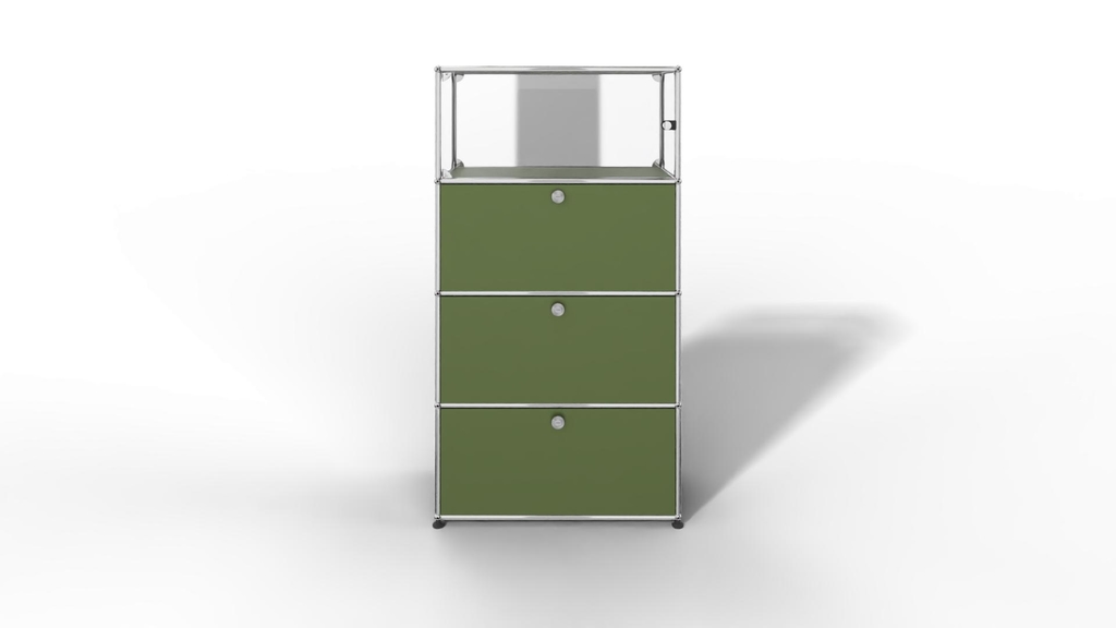 USM Haller Regal, 3 Klapptüren, 1 Vitrinen-Element